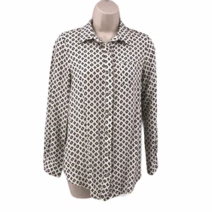 BLVD Collection Womens Blouse Top Size Small Long Roll Up Sleeve Button Front - Picture 1 of 11