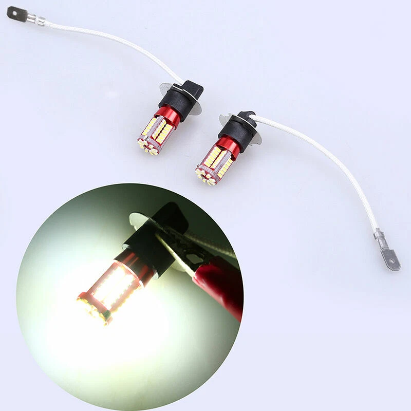 Par H3 57SMD 3014 LED Lámpara Antiniebla Bombilla Faro Blanco 6000K Repuesto Foto 1 de 4