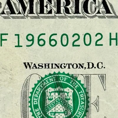 1966 February 2nd Dollar 1966 Feb 2 Birthday Fancy Serial Number Dollar - Image 1 of 3