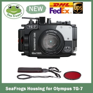 Étui de logement pour caméra sous-marine professionnelle SeaFrogs 60 m/195 pieds pour Olympus TG-7 - Photo 1 sur 10