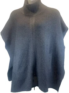 KINROSS Cashmere Grey Cashmere Wool Knit  Blend Zip Up Poncho Pockets One Size - Picture 1 of 10