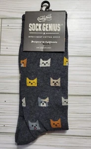 Sock Genius Womens Crew Socks One Size Fits Most Cat Faces Multi-color Gray - Picture 1 of 7