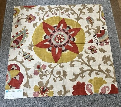 Muestra de tela Duralee 42150 arcilla Suzani 24,5” x 23,5” oro rojo ** MARCA DE PLUMA DE DEFECTOS Foto 1 de 4