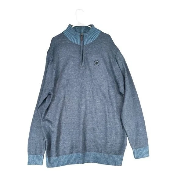 Beverly Hills Polo 3X Club Hombre Azul Pullover Suéter 1/4 Cremallera Informal Abuelo Foto 1 de 4