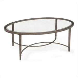 Magnussen Copia Cocktail Glass Table in Antique Silver with Gold Tint Gray - Picture 1 of 1