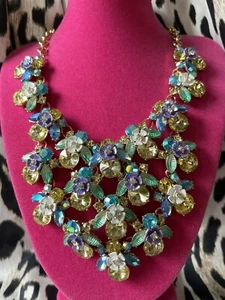 Betsey Johnson Spring Ahead Aqua Purple White Flower Yellow Bug Bee Necklace  - Picture 1 of 6