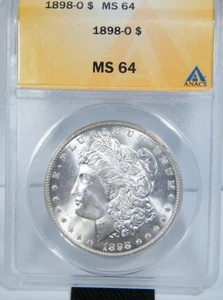 1898-O Morgan Silver Dollar ANACS graded MS 64 - Bild 1 von 4