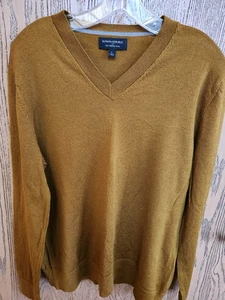 Banana Republic Pullover Herren Large Senf 100% Merinowolle V-Ausschnitt Pulli - Bild 1 von 3