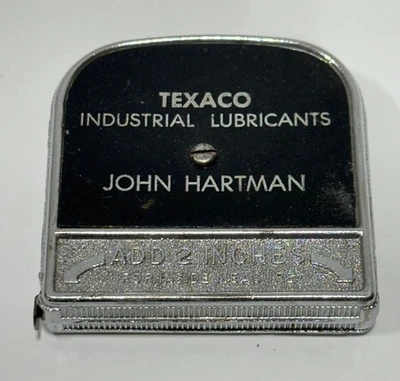 Cinta métrica publicitaria vintage Texaco aceite y gas coleccionable lubricante industrial Foto 1 de 4