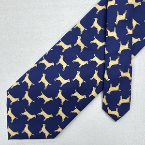 Alynn Neckwear Men's Navy Blue Dog Geometric Pattern 100% Silk Neck Tie - Picture 1 of 9