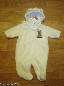 CARTER'S 3 MESES MARFIL OSO DE PELUCHE PIE MONO~SÚPER SUAVE~1ª NAVIDAD~NUEVO CON ETIQUETAS - Imagen 1 de 1
