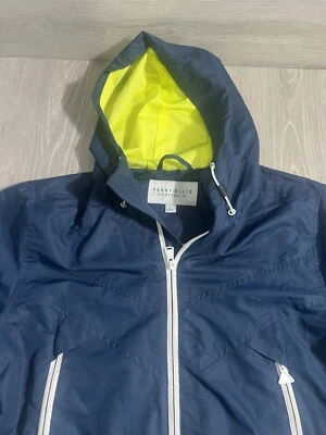 Perry Ellis Portfolio Men’s Small Navy Hooded Windbreaker Full Zip Jacket - Image 1 of 4