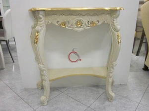consolle tavolino tavolo legno da ingresso classico stile veneziano oro avorio - Foto 1 di 1