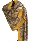 Women Shawl Yellow Cashmere Leopard Print Super Soft Touch Woven Fabric 200 X 88