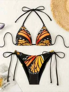 Beliebtes bedrucktes Neckholder-Bikini Set mit verstellbarem Kordelzug Größe 4xl - Bild 1 von 3