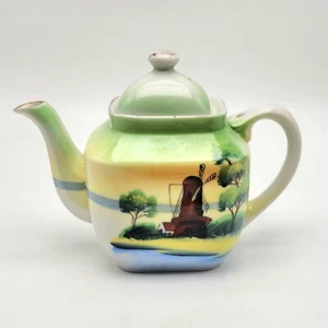 Molino de viento tetera vintage pintado a mano hecho en Japón - Imagen 1 de 12