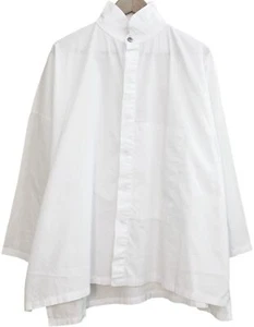 PLANET By Lauren G White Cotton FINE RIB SIGNATURE SHIRT Button-Up Top O/S - Picture 1 of 3