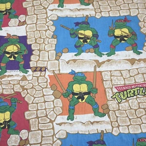 Vintage 90s Teenage Mutant Ninja Turtles TMNT Flat Twin Sheet Mirage USA - Picture 1 of 8