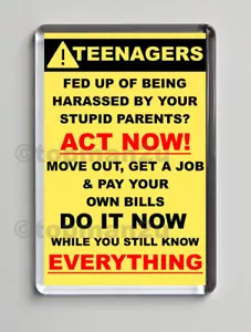 New, Quality Fridge Magnet, TEENAGERS ACT NOW, WHILE YOU KNOW EVERYTHING! Funny - Picture 1 of 2