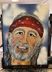 « Willie Nelson » 12x16 peinture sur toile par artiste original. musicien country
