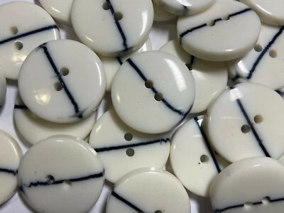 Vintage 80's Italian Thick/Chunky Poly Button White/Black 18mm 23mm 28mm 2hole  - Image 1 of 3