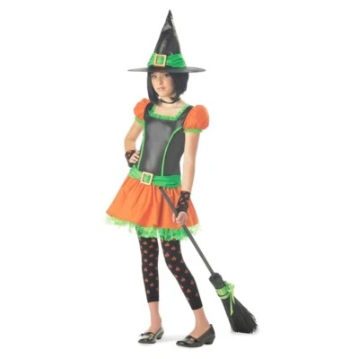 Sassy Pumpkin Witch Tween Kids Girls Halloween Costume Size Large 10-12 NEW - Image 1 of 4