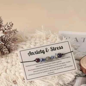 Anxiety Bracelet Natural Stone Bracelet Anxiety & Stress Relief Support Gift - Picture 1 of 6