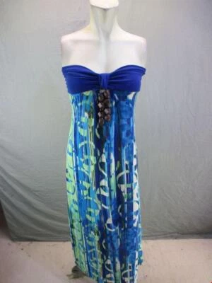 Maxi Vestido Twenty One Talla S Para Mujer Azul Sin Tirantes Adornado Corazón 3Y395 Foto 1 de 4