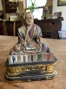 Antique Vintage Japanese Buddha Monk Statue Sage Nichiren Shonin FREE SHIPPING! - Picture 1 of 12