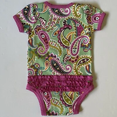 Vera Bradley 海贼王尺寸 3 6 个月 Tutti Fruitti Ruffles 佩斯利粉色全新无标签 — 第 1/4 张图片