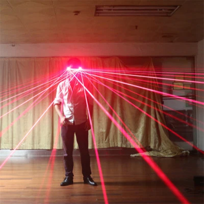 Rechargeable Red LED Light Laser Glasses Music Stage Lighting Show DJ Party Prop - Image 1 of 4