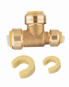 EFIELD 1PC 3/4"x1/2"x 3/4”  Push Fit Tee Bras Fitting. Lead Free - Picture 1 of 2