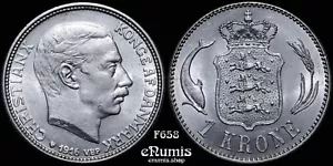 DÄNEMARK, Christian X, 1 Krone 1916, Stempelglanz - Bild 1 von 4