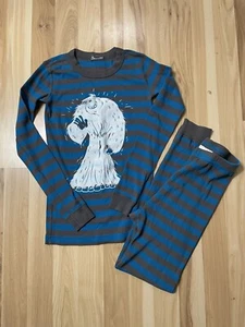 Hanna Andersson Small Foot Blue And Gray Striped Size 10 140cm Pajama Set - Picture 1 of 7