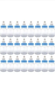 3.5 Inch Mini plastic candy Blue Bottle Baby Shower baptism birthday Pack of 24 - Picture 1 of 6