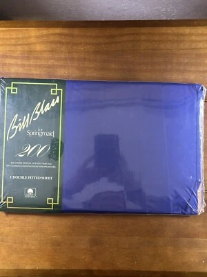 Bill Blass Springmaid Full Fitted Double Sheet Blue Sapphire Saphir 200 Percale - Image 1 of 4