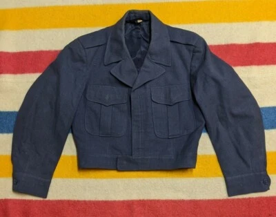 Chaqueta Blazer De Colección Años 40 Franklin Clothes Inc. EE. UU. Recortada Militar Marina Cremallera 40 Foto 1 de 4