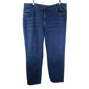 Avenue Womens Jeans Size 22 Average Straight Leg 42x30 Dark Blue Denim - Picture 1 of 7