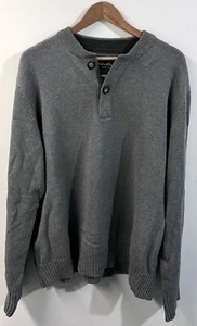 Eddie Bauer Heavy Gray Sweater Size XL Henley Collar Preppy Cozy - Picture 1 of 4