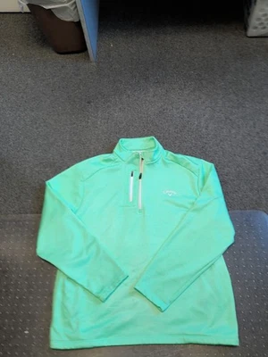 男式 CALLAWAY 1/4 拉链绿色 PULLOVER 高尔夫运动衫 XL 码拉链口袋 — 第 1/4 张图片
