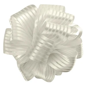 Amalina Ribbon Antique White Silky Sheer Striped 1 1/2" 25 Yards - Picture 1 of 1