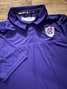Holy Cross Crusaders Adidas Coaches Polo Shirt Men's L Purple Team Iconic NCAA - Picture 1 of 6