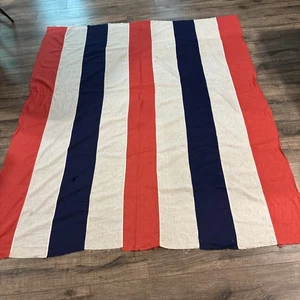 "TAPA ACOLCHADA vintage hecha a mano rojo blanco azul rayas 72" x 86""" - Imagen 1 de 7