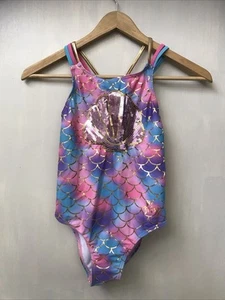 Betsey Johnson Girls Sequin Seashell Mermaid One Piece Swimsuit Size M (10) NWT - Picture 1 of 5