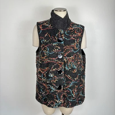 Chaleco Habitat Clothes to Live In Mujer XL Gris Arte para Usar Cuello Artístico Botón Foto 1 de 4