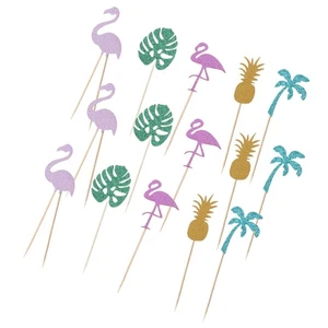 15 PCS Flamingo Pineapple Insert Hawaii Decorations Cupcake Topper Dessert - Picture 1 of 11