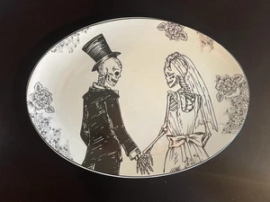 Halloween Día de los Muertos Plato Ovalado para Servir Calavera Pareja Novia y Novio18" - Imagen 1 de 13