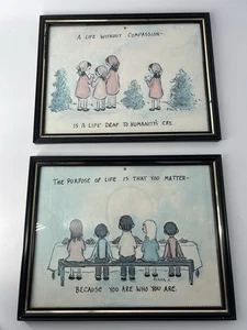 Vintag 2 FLAVIA Pictures 1970's “The Purpose Of Life” & “Life w/Out Compassion” - Picture 1 of 10