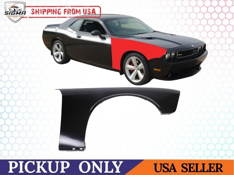 Guardabarros de acero imprimado para Dodge Challenger 2008-2023 lado derecho del pasajero delantero Foto 1 de 4