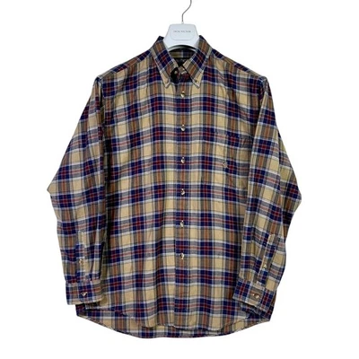 Nautica Plaid Shirt Tan Mens L Classic Soft Cotton Cozy Cabincore Quiet Luxury - Image 1 of 4
